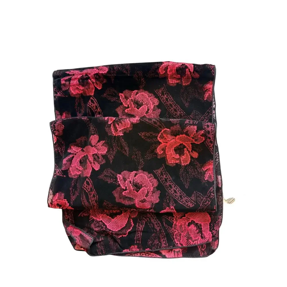 NWT Vintage 90s Velvet Burnout Scarf Prange Way Deadstock Pink Black Floral